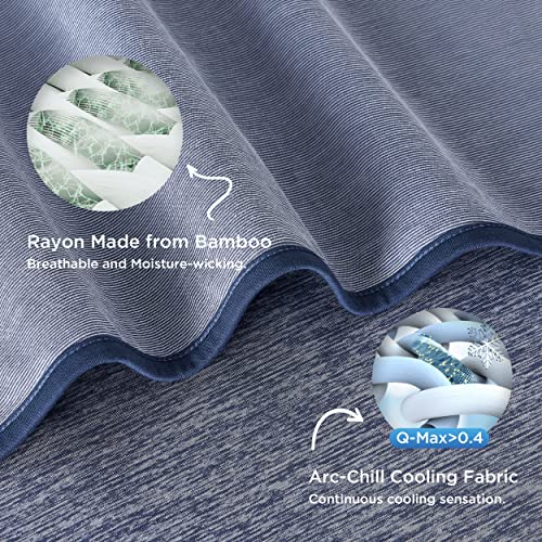 Bedsure Navy Blue Cooling Blanket King Size for Hot Sleepers - Summer Cold Blanket for King Size Bed with Rayon Derived from Bamboo, Ice Cool Cold Arc-Chill Thin Summer Bedding Essentials, 108x90