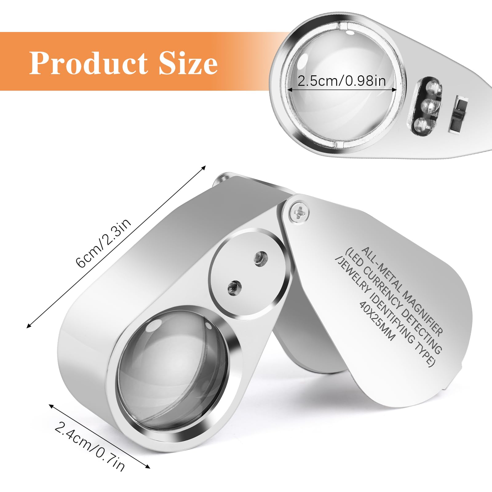 MXTIMWAN 40X Loupe Bijoutier, Loupe de Poche en Acier Inoxydable MXTIMWAN 40X Loupe Bijoutier, Loupe de Poche en Acier Inoxydable