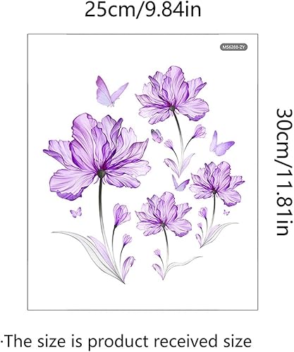 Miniatura 2 de BIBITIME Calcomanías de flores de mariposa moradas para asiento de inodoro