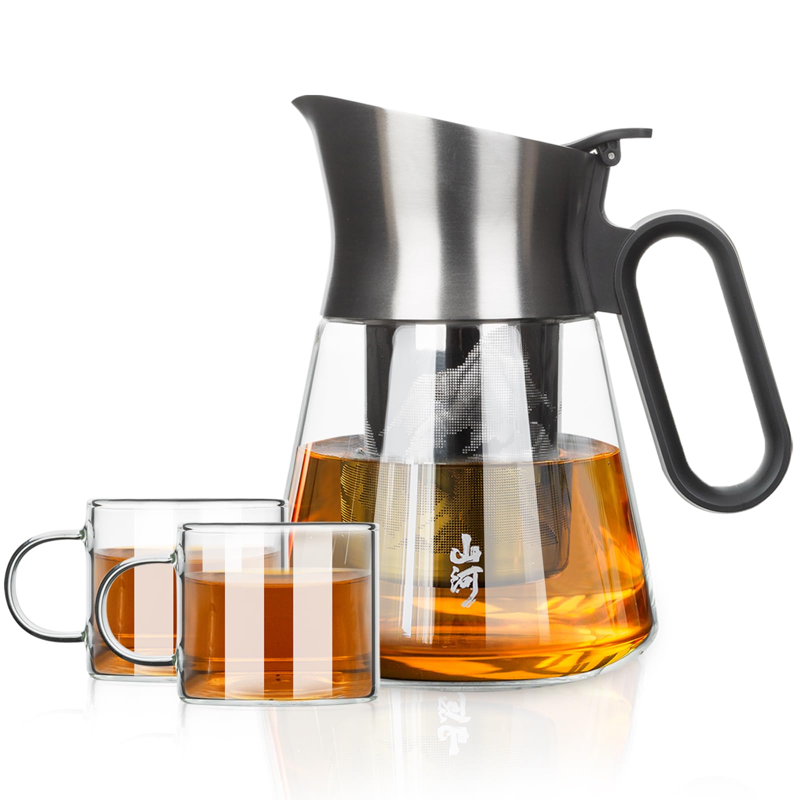ZENS Design Glas-Teekanne mit Teesieb mit 2 Tassen, 652 ml, kleiner, loser Blätter, steiler Topf mit Edelstahlauslauf für heiße Tee-Diffusoren, ovaler Griff, klares Tee-Ei für Teeliebhaber, Geschenke