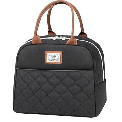 Lekesky Lunch Bag for Women Insulated Small Lunch Box Leakproof Lunchbox for Nurses Work, Black