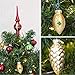 KINGYEE Miniature Ornaments and Toppers Christmas Mini Glass Tree Decorations Set of 15 for Tabletop Desktop Wedding Centerpiece (Red Gold Green)