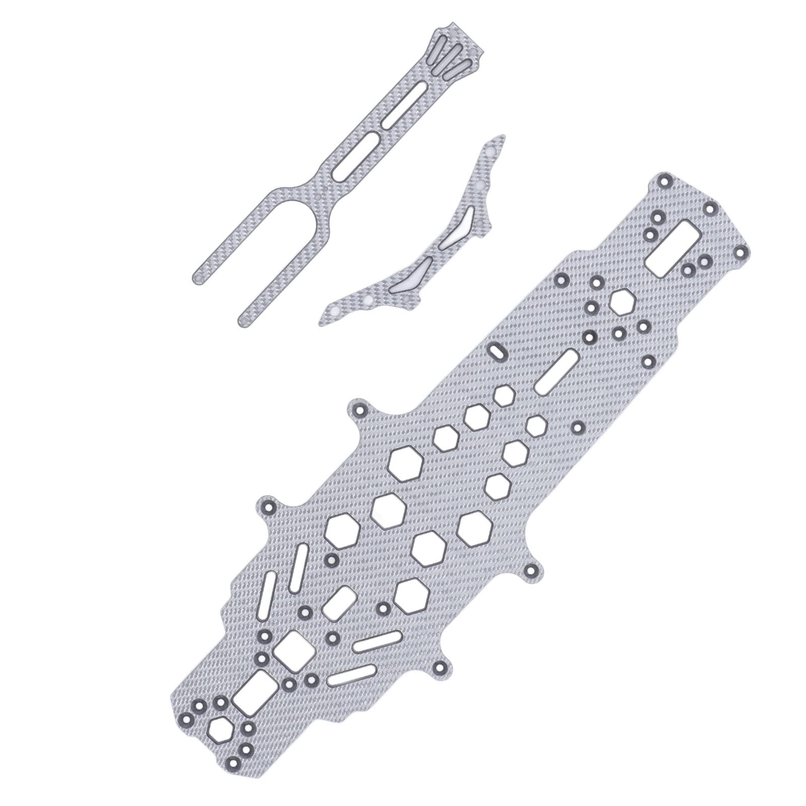 Chasis de Fibra de Carbono RC, Alta flexibilidad, para mecanizado CNC, Reemplazo de hundimiento Hueco de 2 Capas, para Placa de Chasis Inferior RC (Plata)