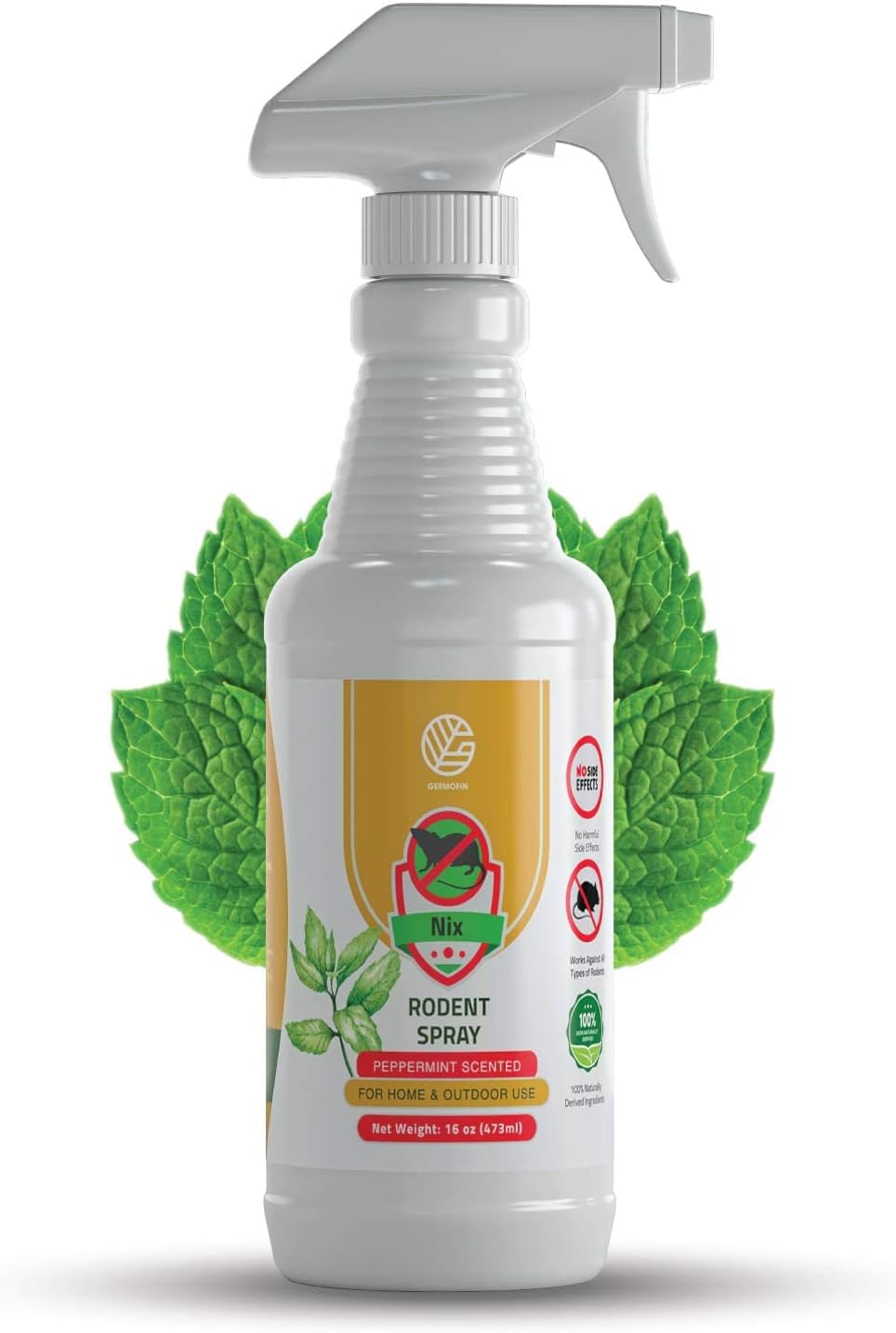 Germofin 16oz Peppermint Oil Rodent Repellent Spray - Effective for Rodents - Works for all types of Mice and Rats - All Natural