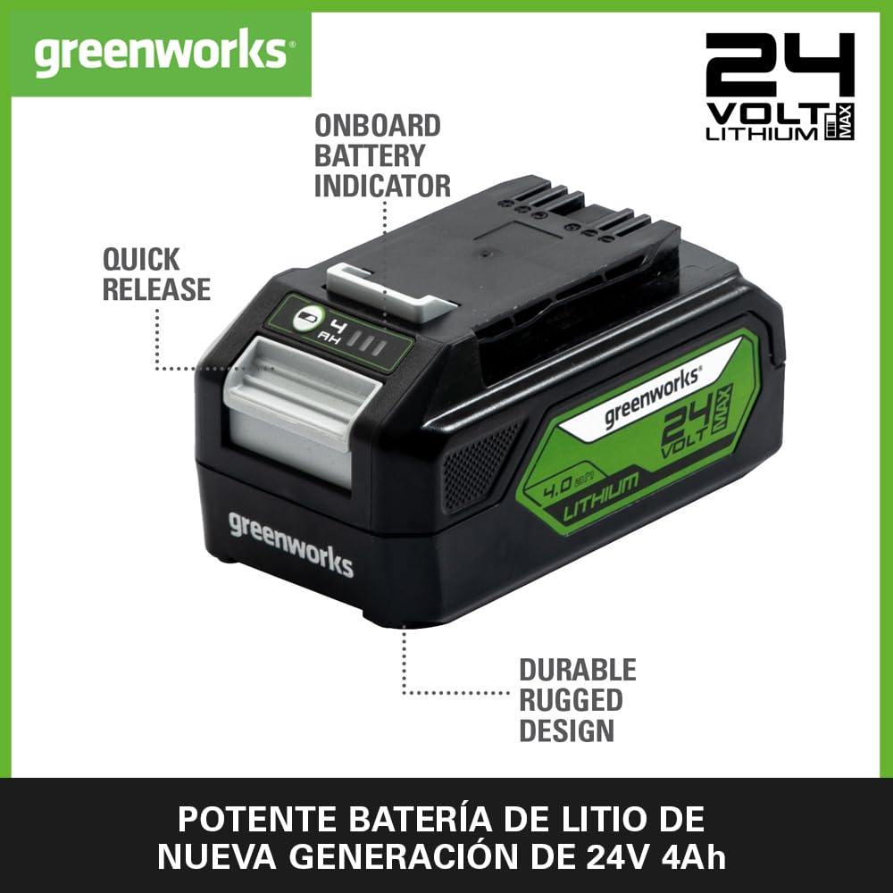 Greenworks Batería 24V 4Ah Litio Iones Recargable para Herramientas Eléctricas Jardinería Carga Rápida LED G24B4