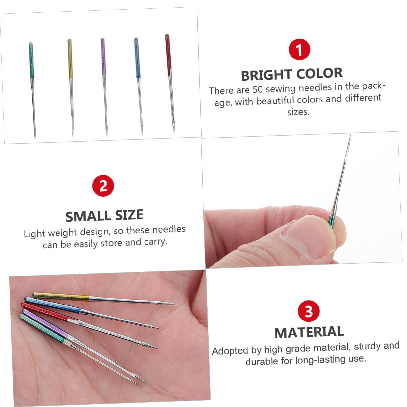 Operitacx 50 Agujas para Máquina de Coser Profesionales de Metal, Ligeras y Resistentes para Telas Gruesas y Jeans en Costura Doméstica