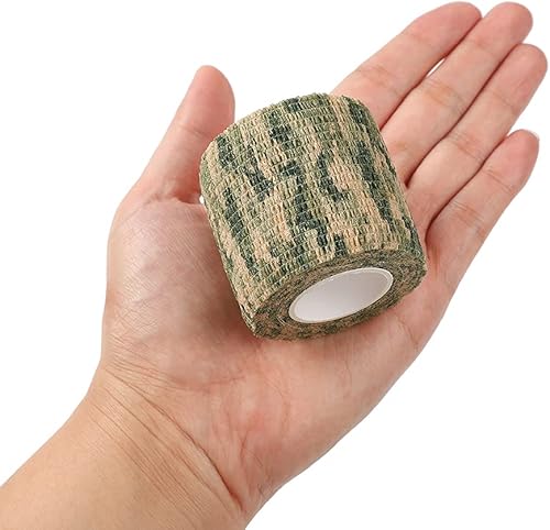Miniatura 9 de Yoo & Main 12 rollos de cinta de camuflaje autoadherente, cohesivo, rifle, escopeta de camuflaje, cinta de camuflaje militar, vendaje elástico para