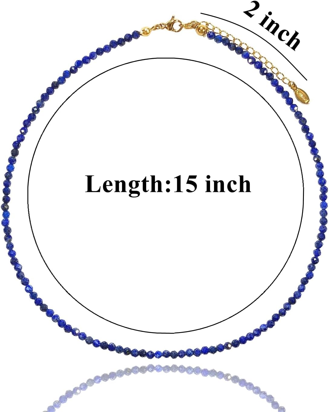 Larimar Natural Stone 3mm Minimalist Necklace Handmade Beaded Necklace Healing Crystal Choker Necklace For Women - Image 3