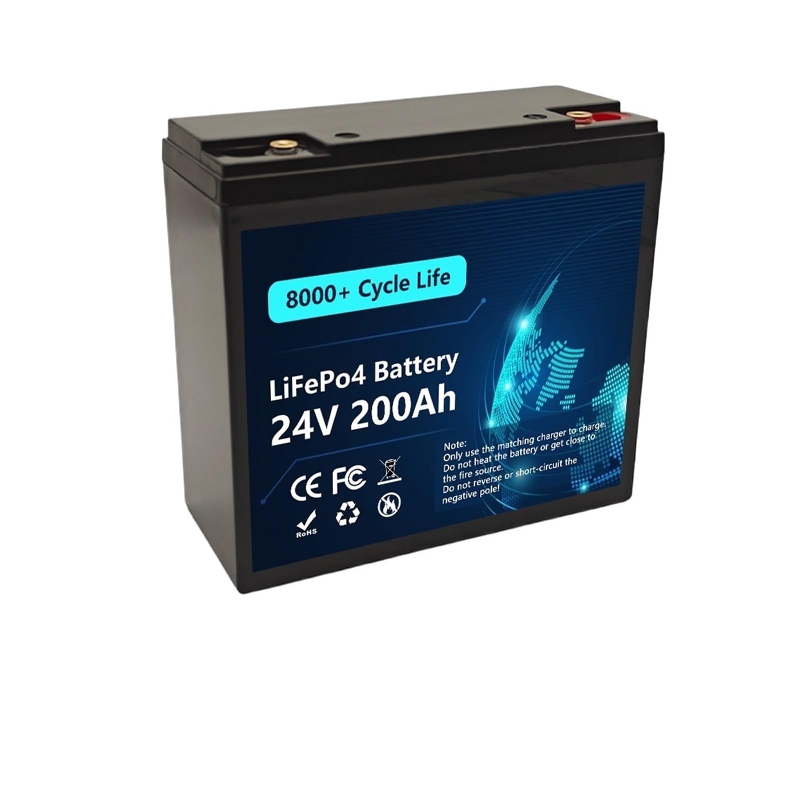 Batteria A Ciclo Profondo Batteria LiFePO4 Da 24 V 100Ah 120Ah 150Ah 180Ah 200Ah Batteria Al Litio Ferro Fosfato A Ciclo Profondo | 24V 200Ah LiFePO4