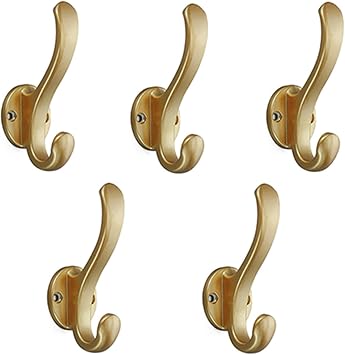 Coat Rack Wall Mounted, Premium Design Rust Free Coat Hanger Wall Hooks, Coat Rack with Hooks, Modern Wall Hooks, for Kitchen Entryway Bathroom Bedroom Color Matte Gold