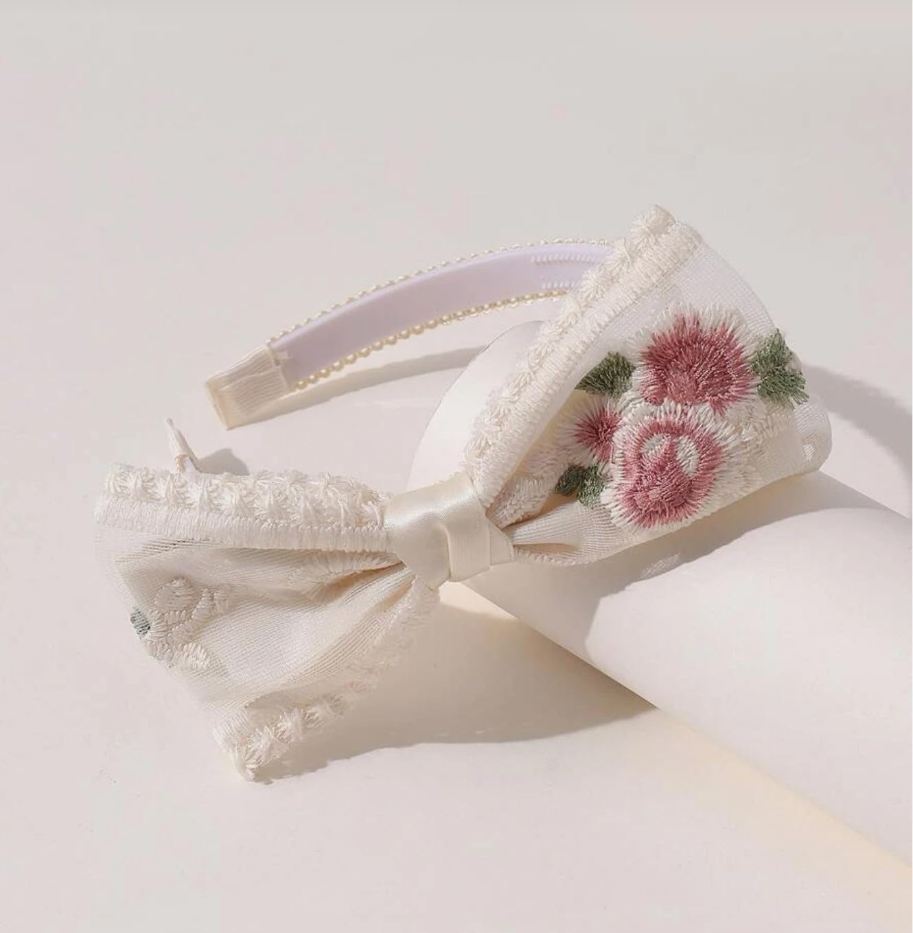 vsaksh Elegant Embroidered Flower Decorative Lace Bowknot Shaped Headband for Women Hair Accessories for Women Girls-picture-31