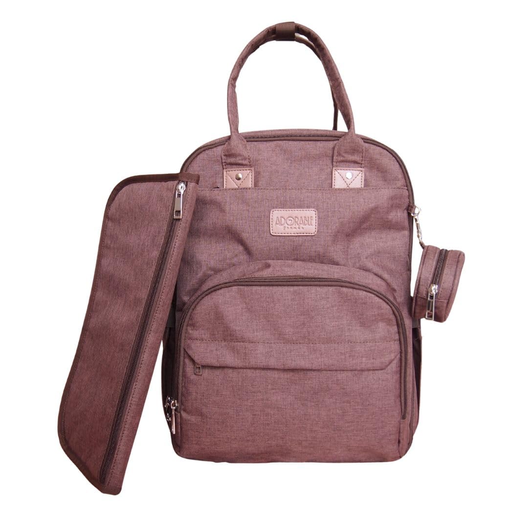 Sac à Langer Fripouille | Capacité de 30L | Déperlant | Sac à Dos à Langer bébé avec Matelas à Langer | Porte-Sucette et Sangles de Poussette (Brun)