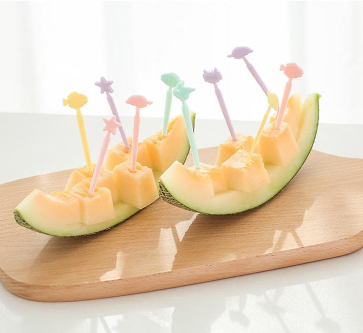 20pcs Pink Plastic Fruit Forks for Bento Box Snacks and Tarts