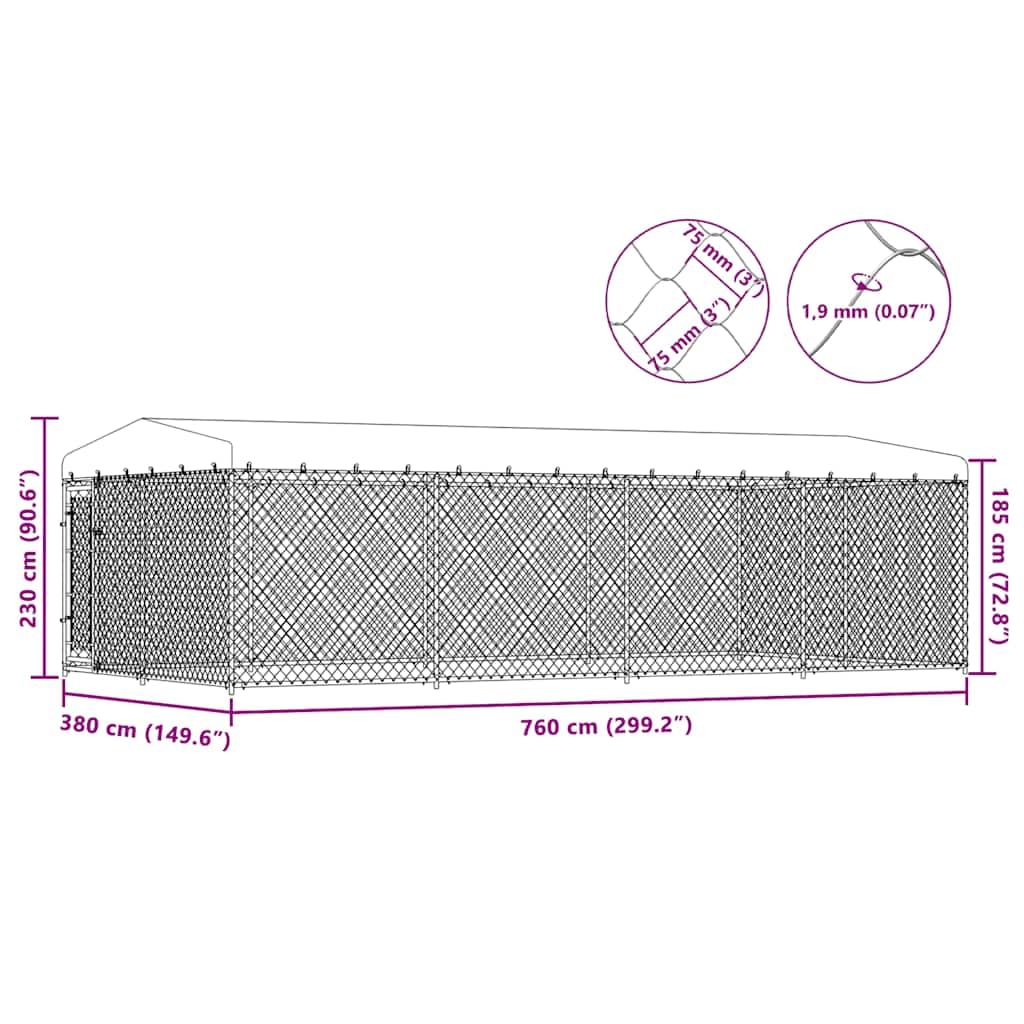 vidaXL Perrera de Exterior con Techo Caseta de Perro Cercado Protección Jaula