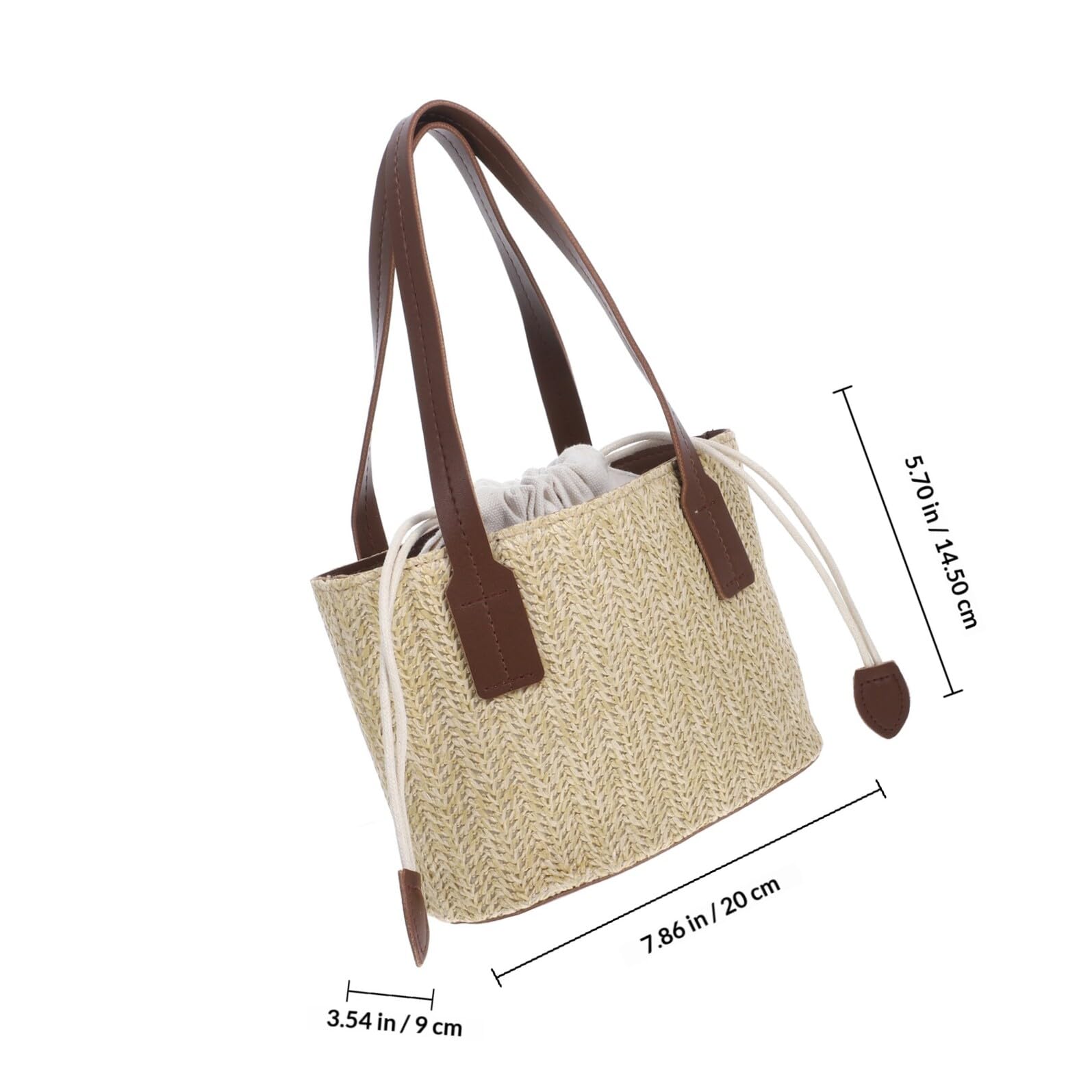 POPETPOP Borsa Secchiello in Paglia Intrecciata Grande Capacità e Tracolla Portatile, Stile Semplice e Moderno per Viaggi e Shopping Estivi