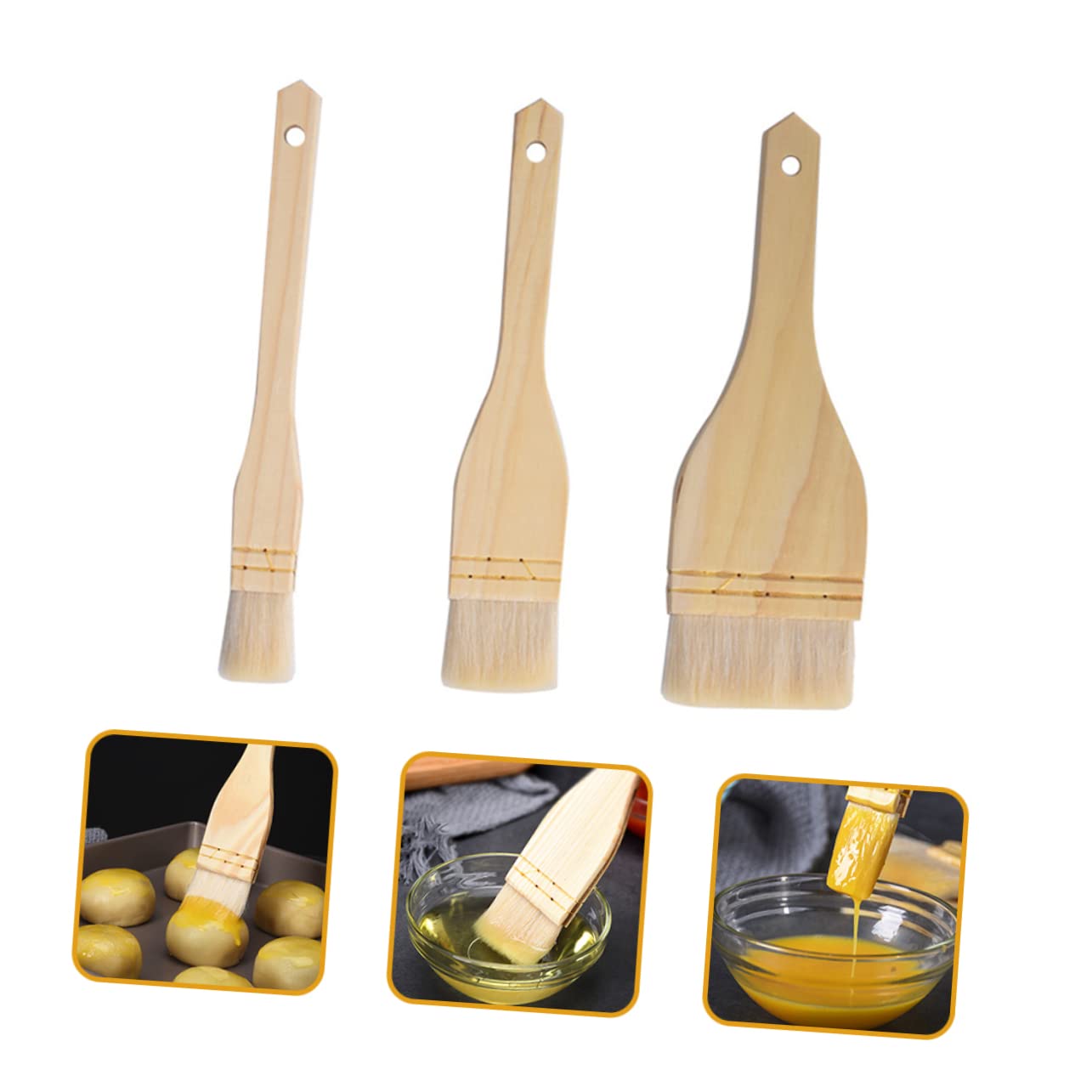 YARNOW Ensemble De Pinceaux en Laine Multi-usages Pinceaux De Cuisson pour Barbecue Pinceaux À Huile pour Grillades Pinceaux À Sauce Faciles À Appliquer
