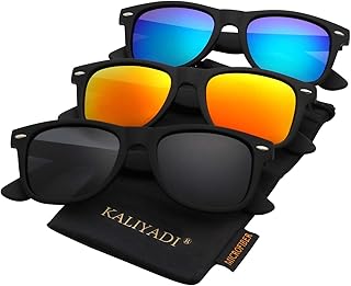KALIYADI - Lentes de sol polarizados unisex, acabado mate, lentes de espejo de color, bloqueo ultravioleta, paquete de 3 unidades