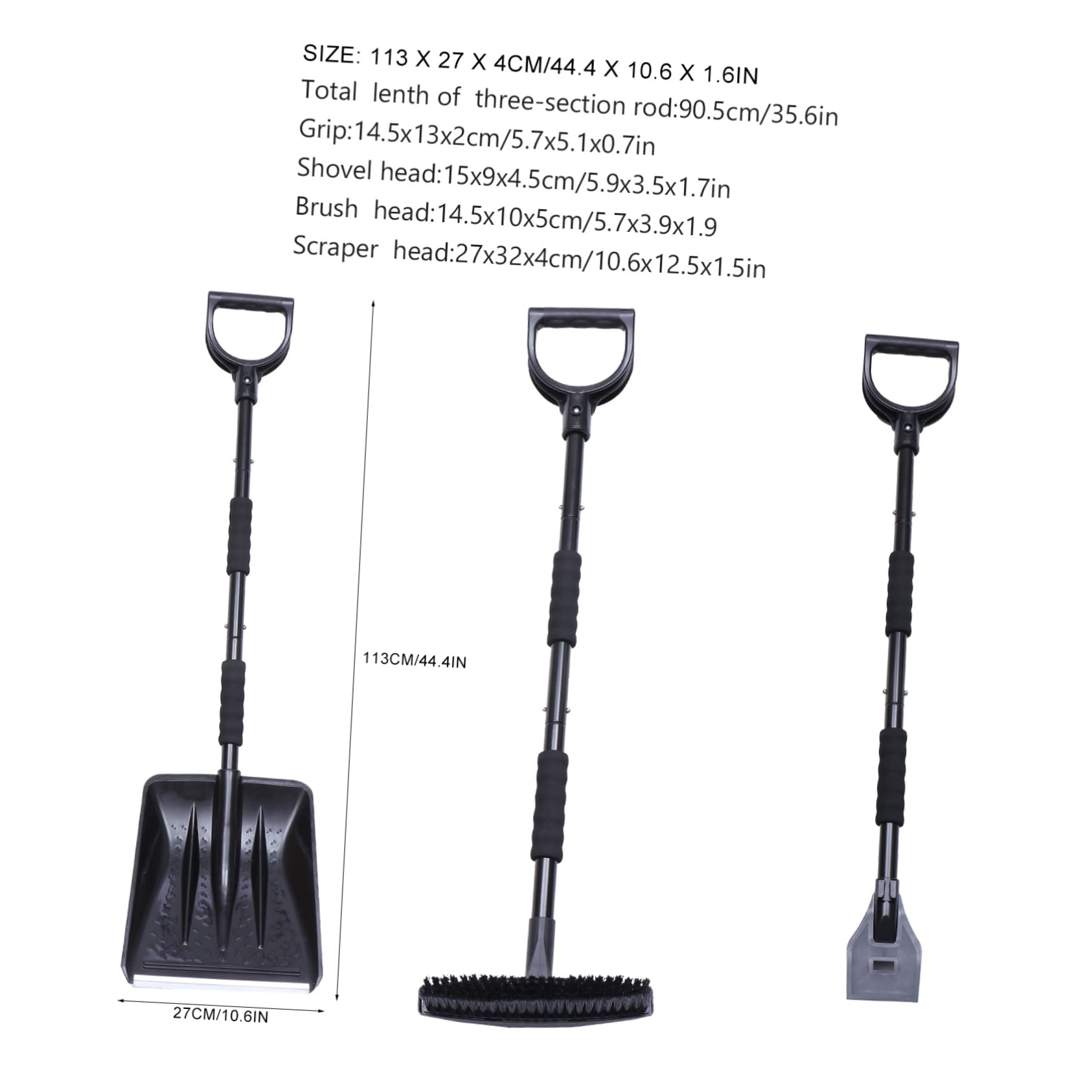 Sosoport Traje De Pala De Nieve para Coche Extensible y Desmontable Incluye Rascador De Hielo Cepillo Quitanieves para Uso Invierno para Limpiar El Parabrisas Techo del Coche