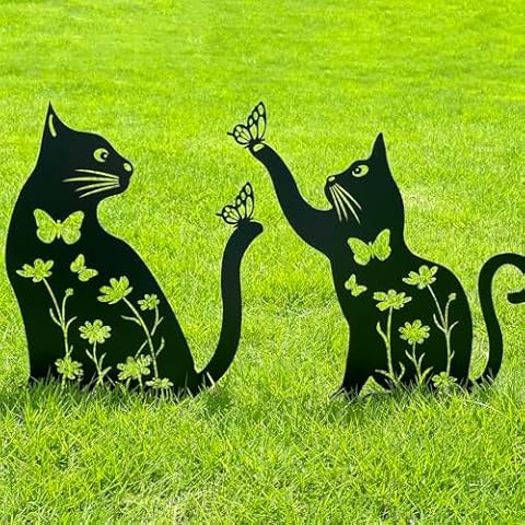 Metal Cat Garden Decor (2 Pack) Cover