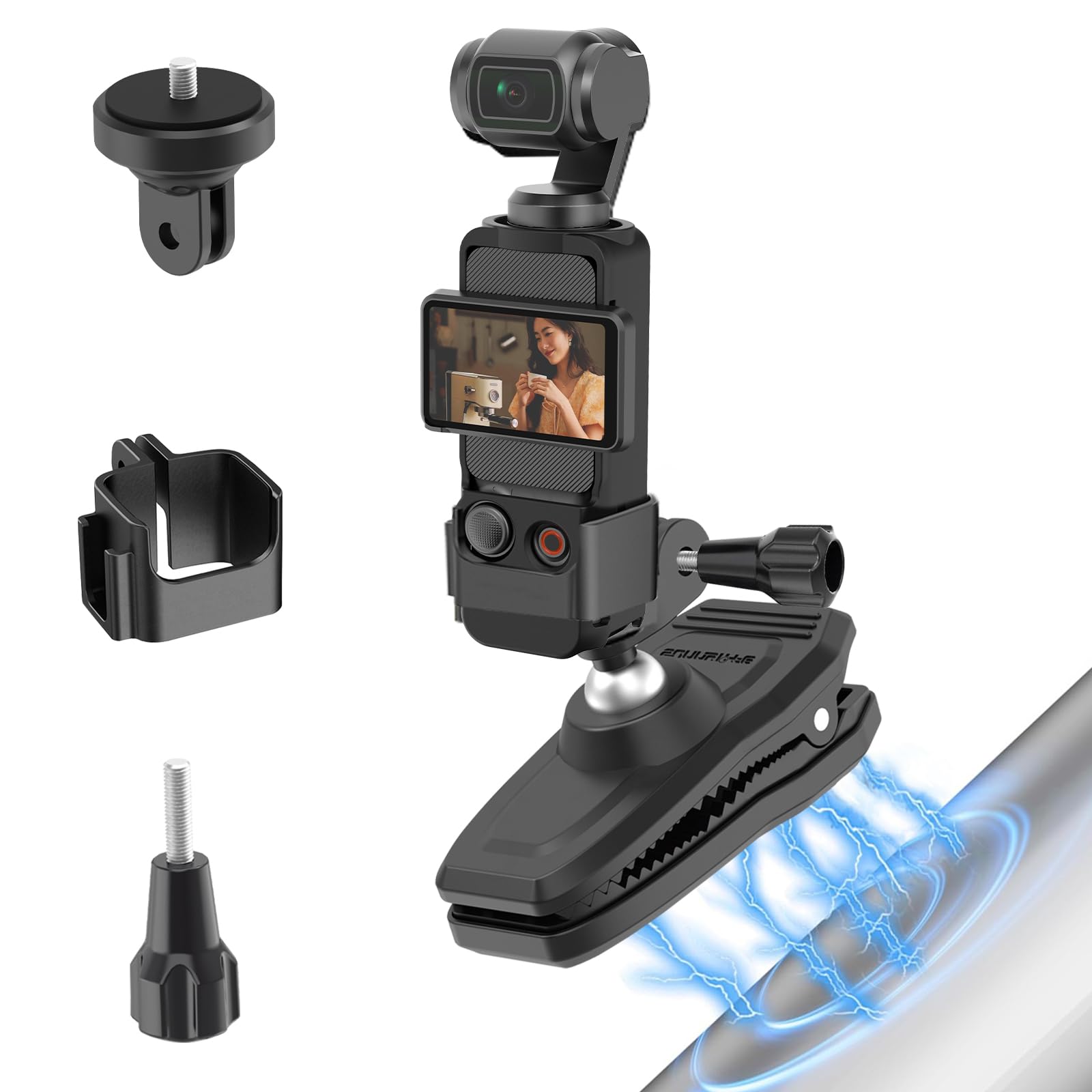 Wiseten Magnetyczny uchwyt na klips do plecaka DJI Osmo Pocket 3, magnetyczny uchwyt na pasek na ramię, regulowany 360°, akcesoria do Insta360 X5 X4 X3 GoPro Hero 13 12 11 10 DJI Osmo Pocket 2