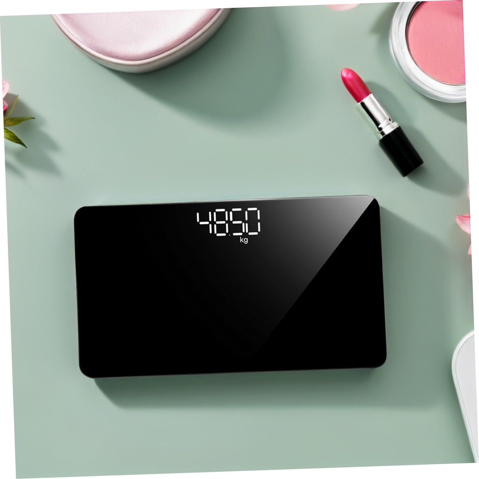 Bilancia Digitale Portatile da Viaggio Specchio e Ricarica USB, Mini Bilancia Precisa Base Antiscivolo per Controllo Peso e Uso Casalingo 25X14 CM