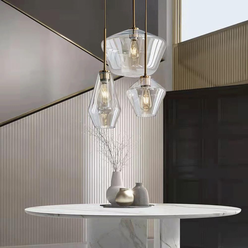 1 luz Colgante Interior Cocina Isla Luces Colgantes soplado a Mano Vidrio ámbar lámparas de Techo Acabado Dorado Moderno Granja baño Comedor sobre Fregadero
