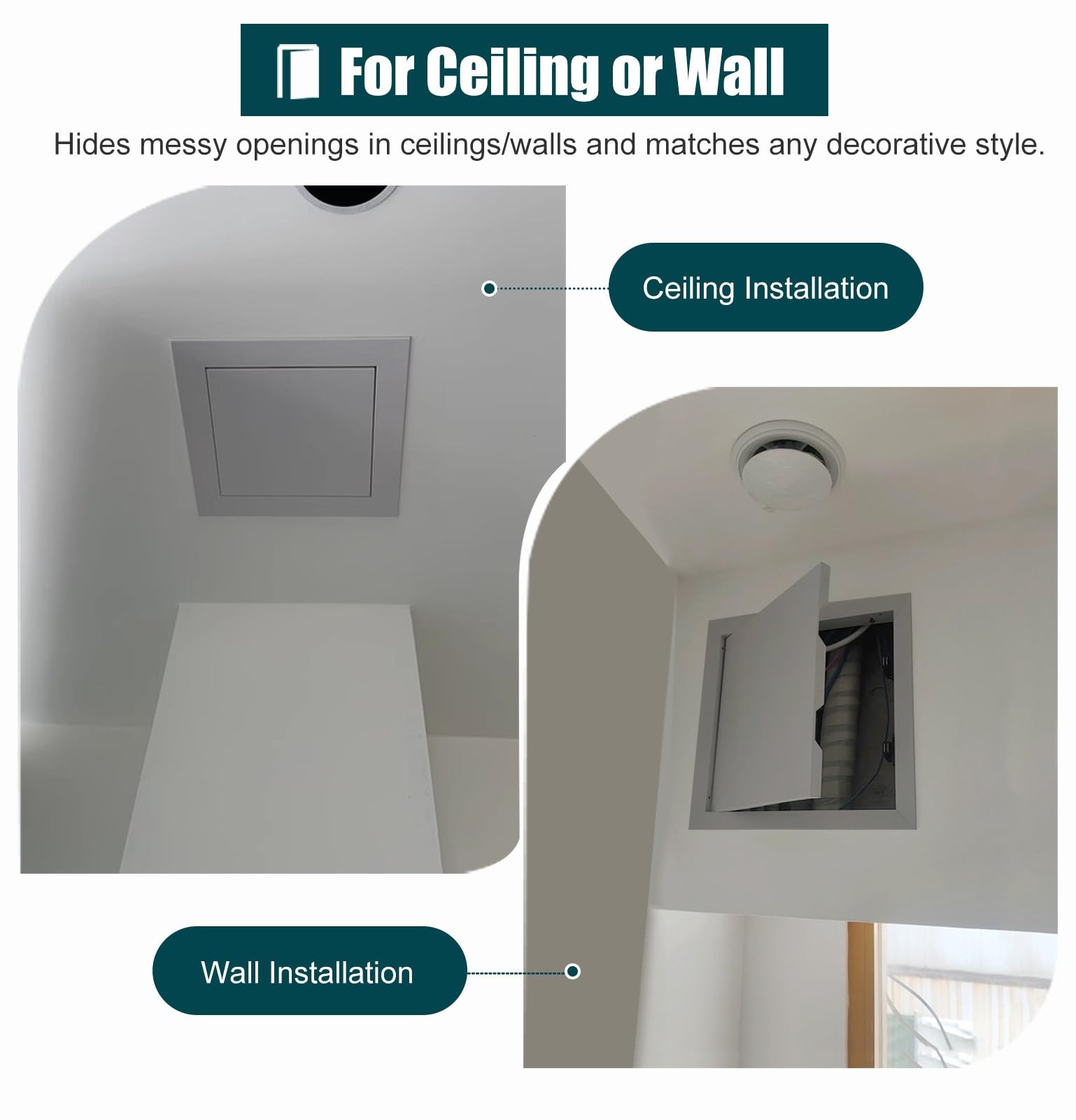 Panel de acceso magnético para paneles de yeso de 48 x 55 cm, cubierta de pared de montaje empotrado, puerta de inspección pequeña para fontanería, baño, ático, accesorio gris