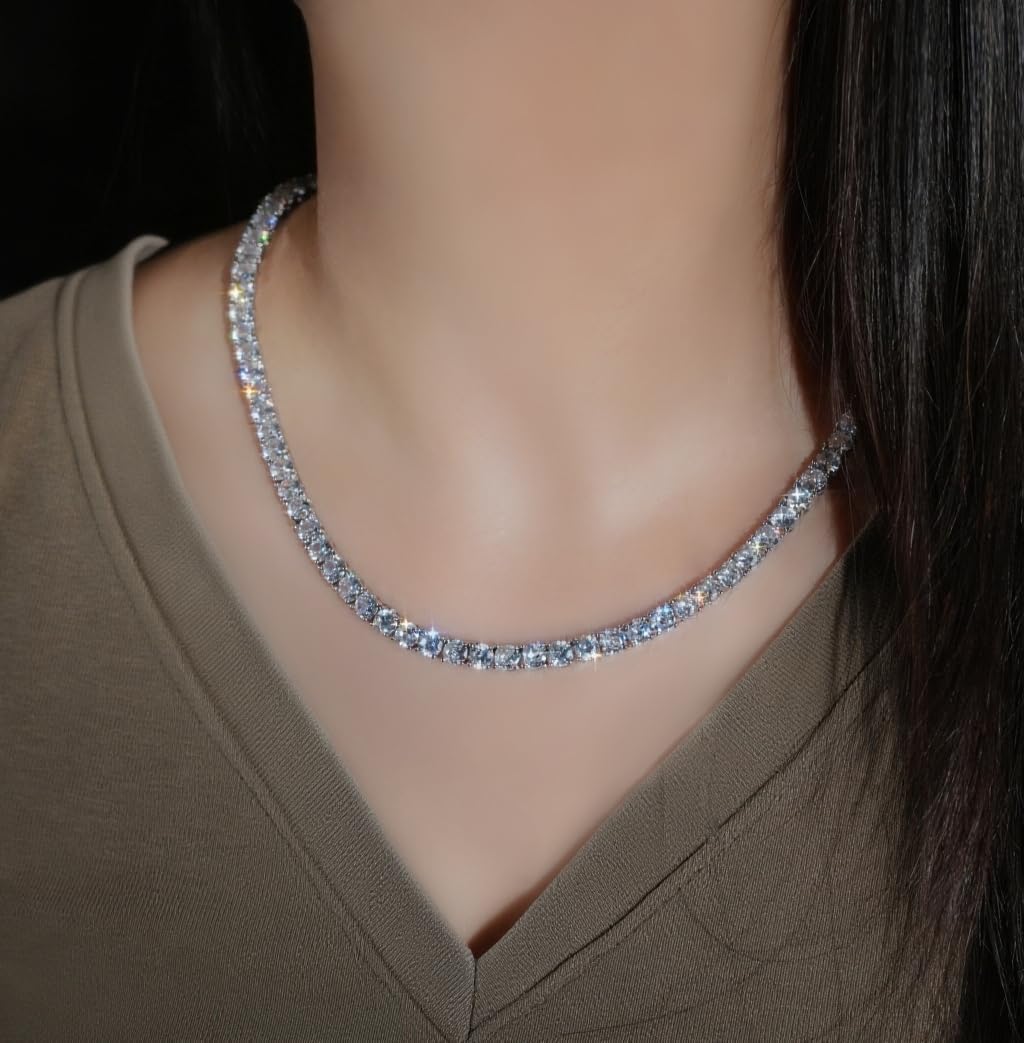 Tennis Necklace for Women, 5mm Mens Tennis Chain with 7 layer 18K White Gold Plated, Iced Out 5A+ Cubic Zirconia Diamond Necklace for Birthday/Valentine/Wedding/Anniversary/Christmas - Image 9