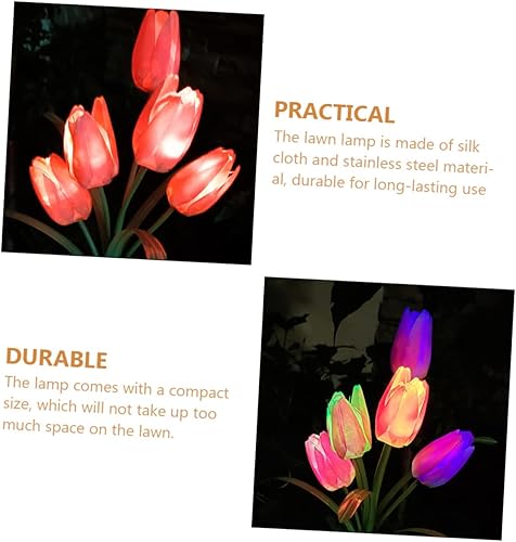 Miniatura 4 de DOITOOL Lámpara de césped de tulipán Tubo de acero inoxidable Tubo de acero inoxidable Diseño de tulipán Luz de jardín Lámpara de jardín de ahorro