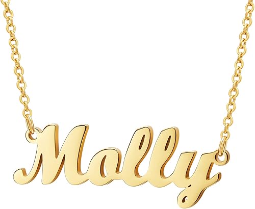 Miniatura 5 de Ldurian Valentine's Day Gifts Name Necklace Name Pendant Necklace Christmas Gifts 14K Gold Dainty Name Plate Necklaces Birthday Jewelry Gift for