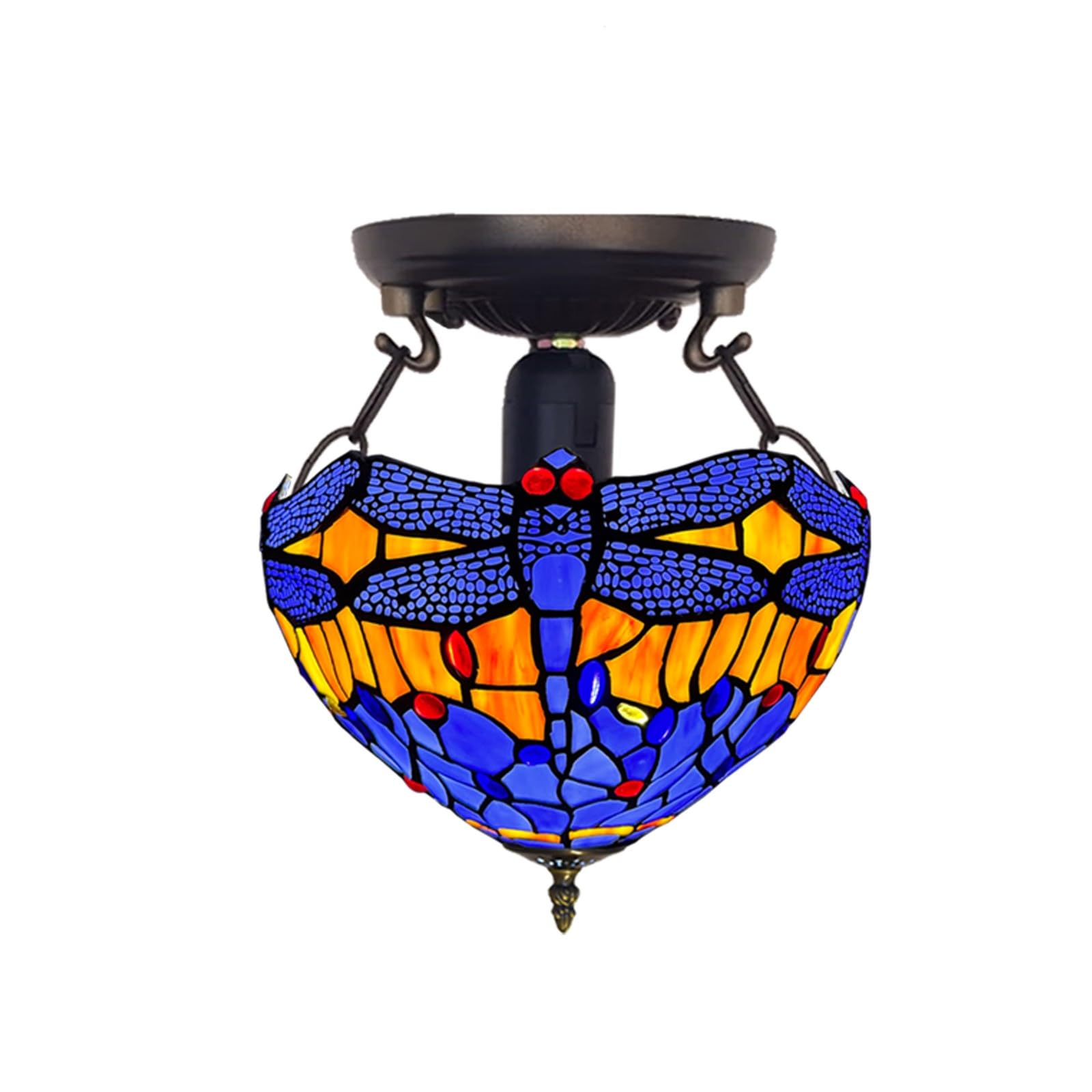 Auroh Multicolor Tiffany Ceiling Lamps Handcrafted Stained Glass Lamp Shades Stunning Quality Antique Design Ceiling Light For Living Room Bedroom Lounge Hallway (C-1002)