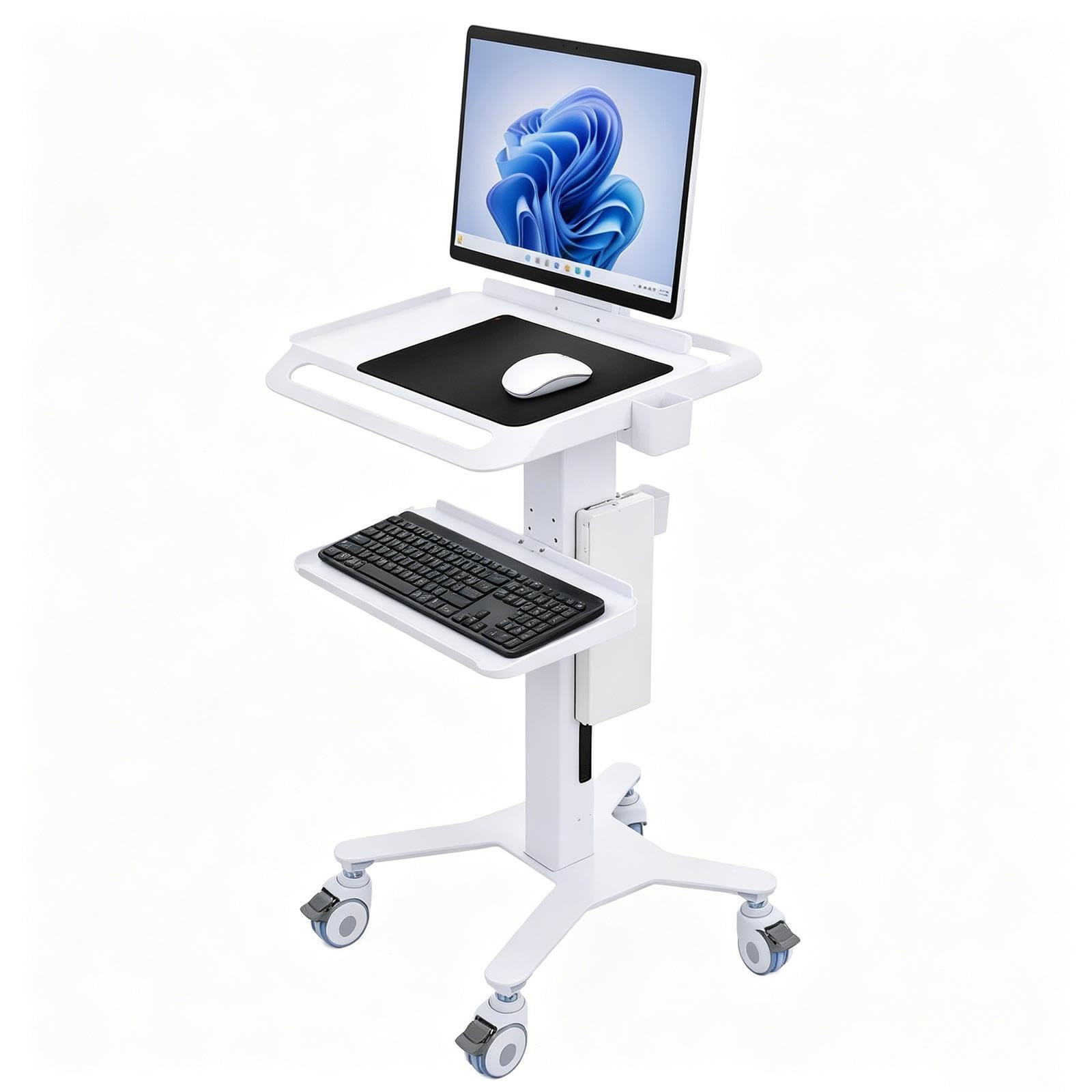 Wózek na laptopa medycznego na kółkach z uchwytem na monitor