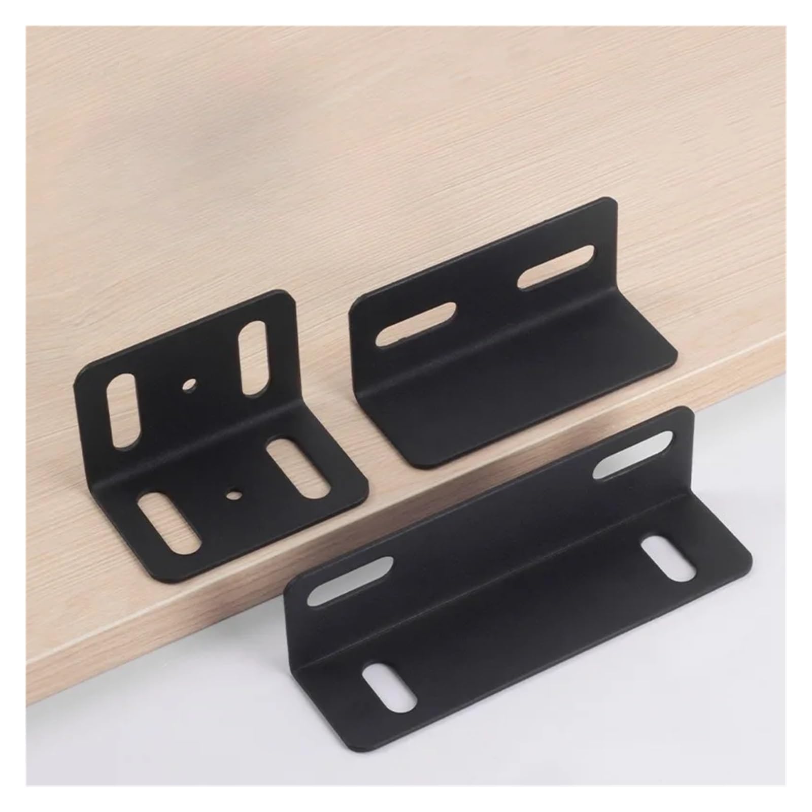 Staffe angolari regolabili a forma di L da 4 pezzi nere for mobili Adatto per il fissaggio e il supporto(4PC 80-150 T-hole)