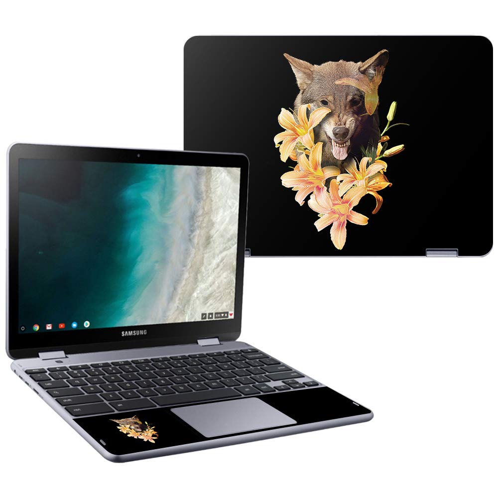 MightySkins Skin Compatible with Samsung Chromebook Plus LTE (2018) - Wolfish Flowers | Protective, Durable, and Unique Vinyl wrap Cover | Easy to Apply, Remove, and Change Styles | Made in The USA