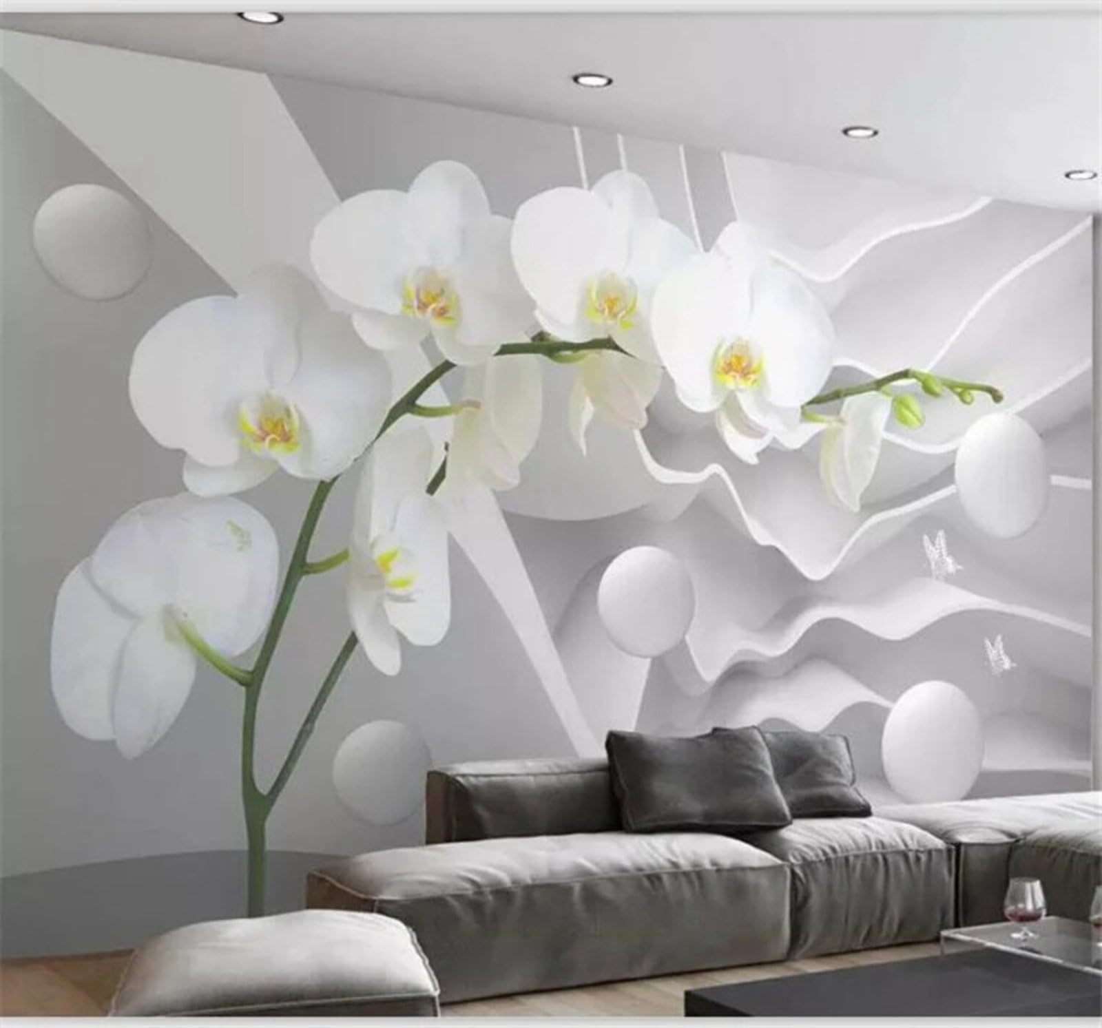 Fresh Exquisite Flowers Butterflies Geometric 3D Wallpaper Easy Install Feature Office Living Room Sofa Bedroom TV Background Wall Decoration-400cm×280cm