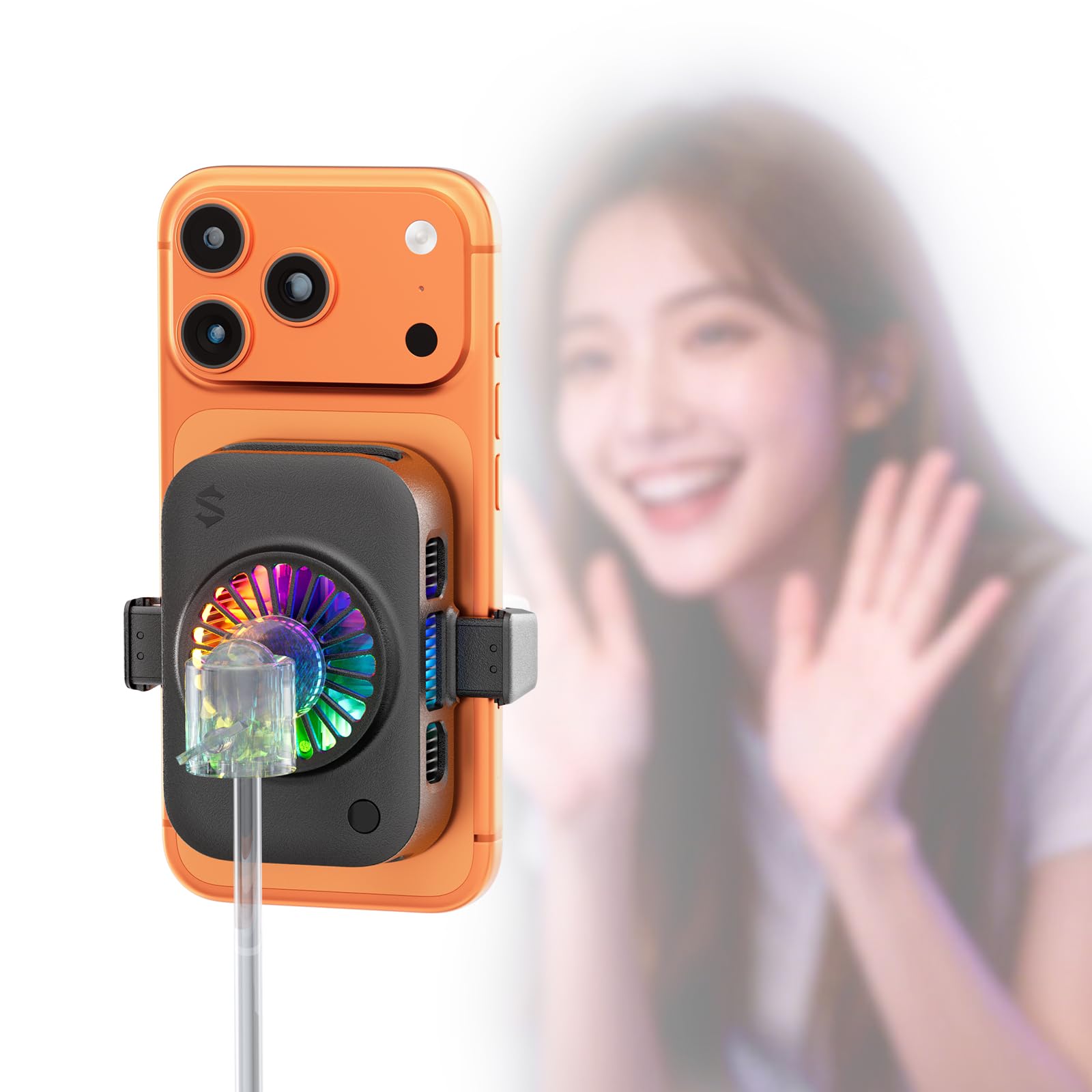 Black Shark Live Streaming Cooler - Dispositivo di raffreddamento portatile a clip per telefono con luci RGB per giochi, streaming, registrazione video e fotografia, design portatile a basso rumore