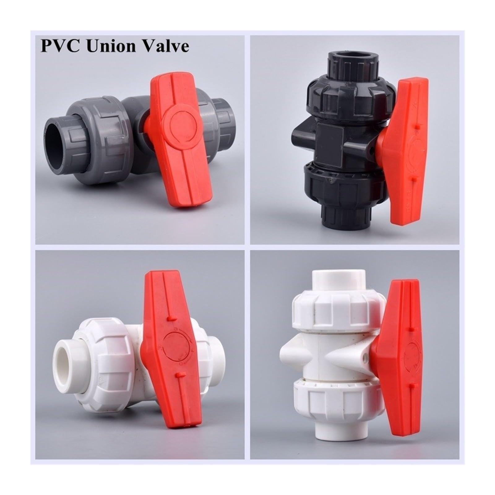 Valvola a sfera con passaggio totale, Valvola a sfera a doppia unione in PVC con connettore rapido for irrigazione da giardino(Upvc Grey Valve,ID 40 mm)