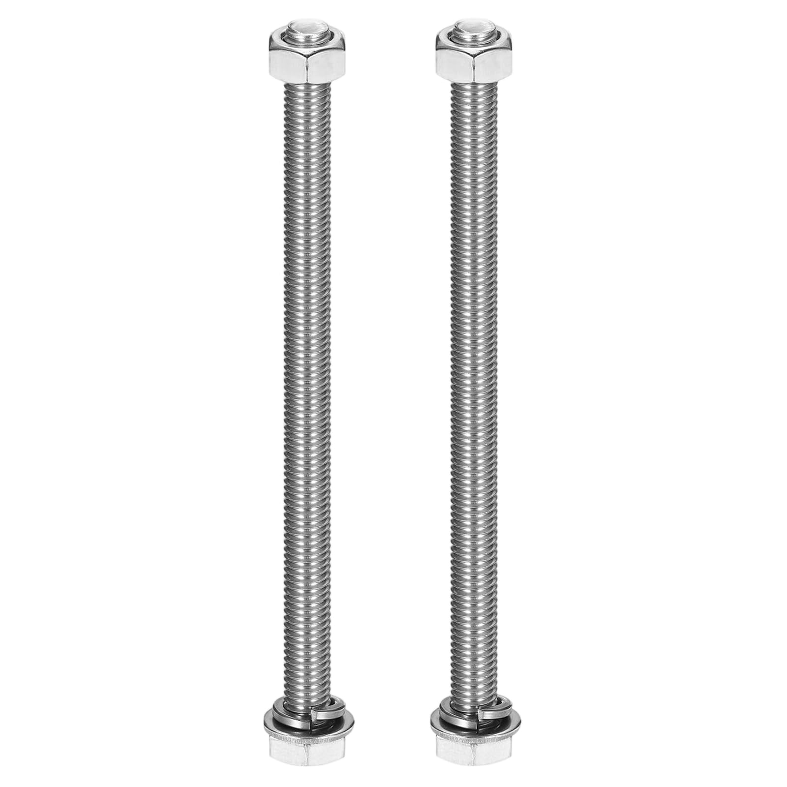 Mandouer M10x180mm Hex Head Bolts and Nuts Kit with Washers, SS304, 2 Sets