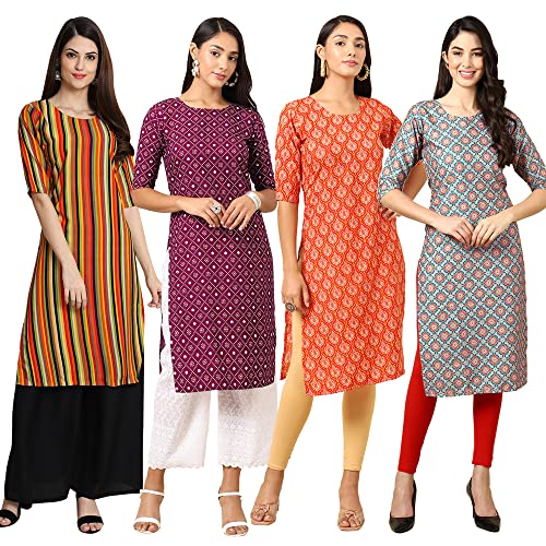 Image of Pinkmint Women's Crepe Digital Print Straight Kurta (RM-348-370-360-366)