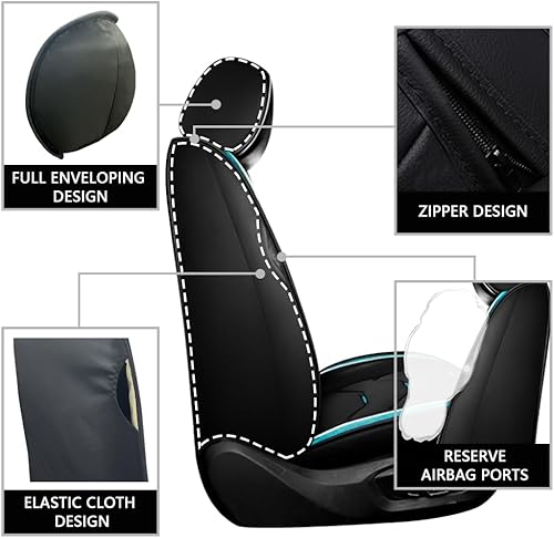 Miniatura 3 de Fundas de asiento de automóvil para Nissan Sentra 2000-2023, fundas de asiento de cuero súper transpirables e impermeables, 2 asientos y estándar