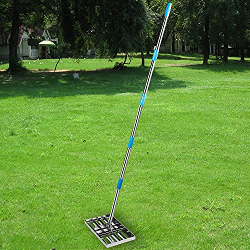 Grabie do wyrównywania trawników golfowych. Łatwe wyrównywanie powierzchni gruntu za pomocą stalowych grabi do podkaszarek do trawy i trawników.