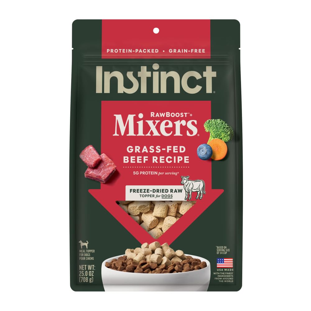 Instinct Raw Boost Mixers, Freeze Dried Dog Food Topper, Grain Free Recipe - All Natural Beef, 25 oz. Bag