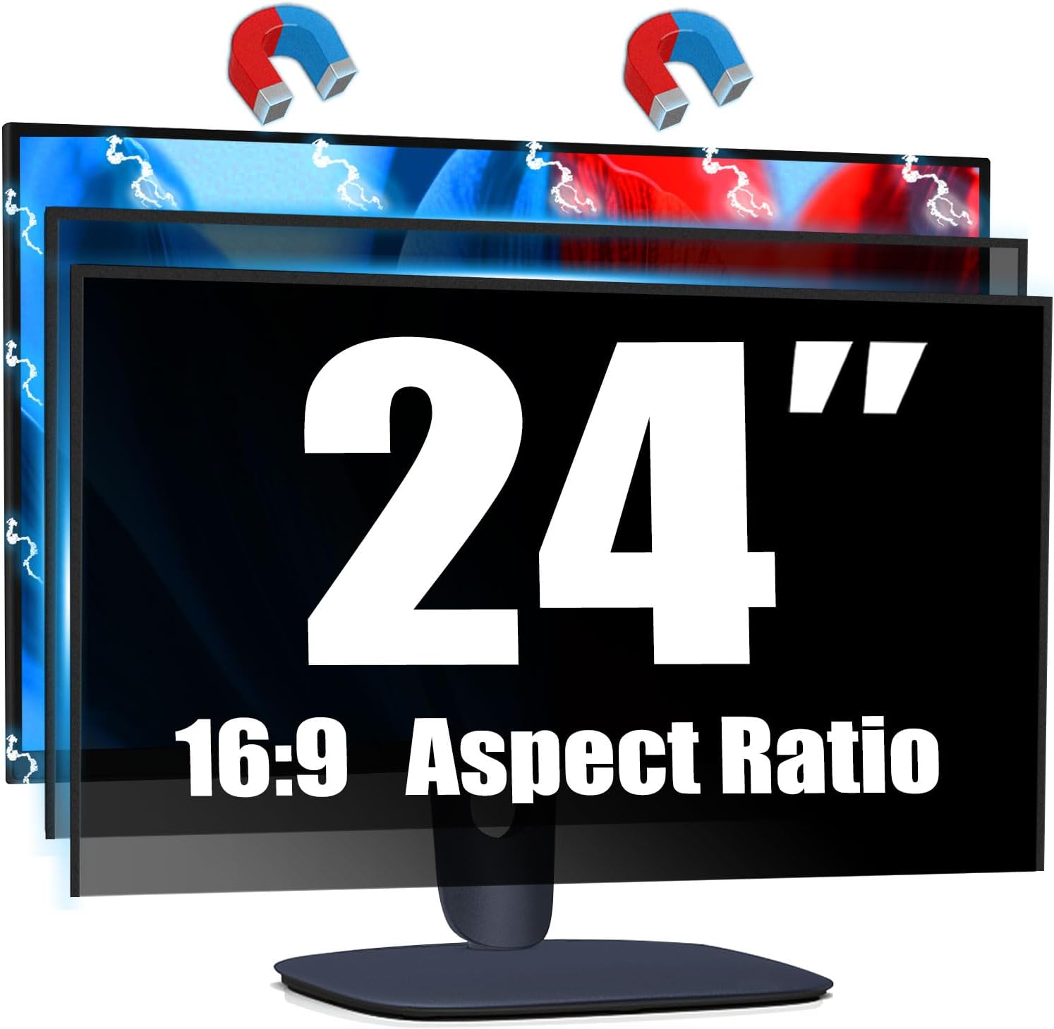 [2 Pack Magnetic Computer Privacy Screen for 24 Inch Monitor, Anti-Glare Blue Light Privacy Filter Shield, Easy Installation, 16:9 Aspect Ratio ?2Pack?24 Inch (Diagonal) - 16:9 Aspect Ratio