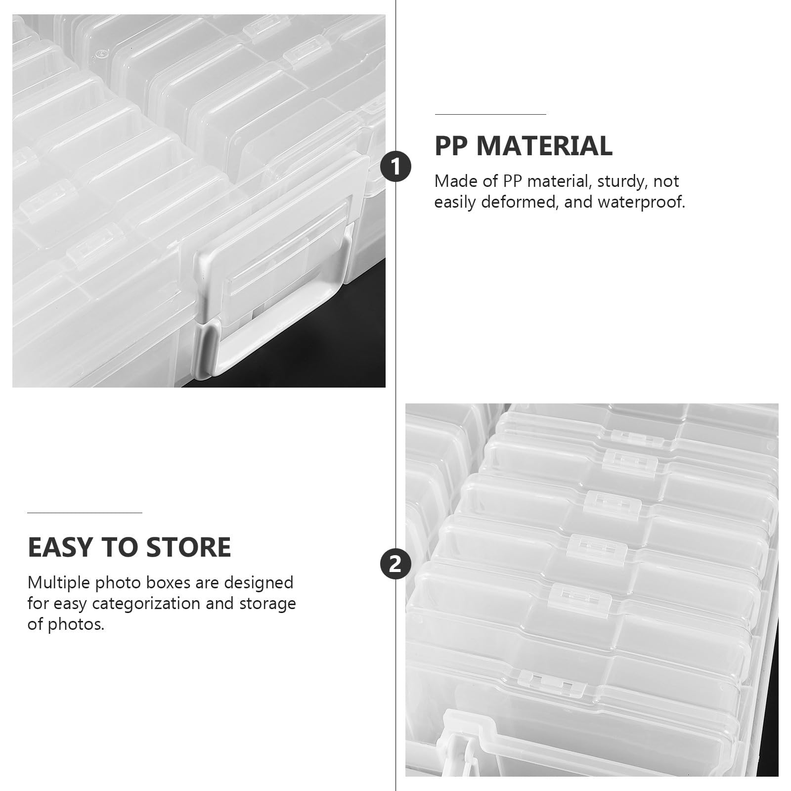 Caja de Almacenamiento para Fotos 4x6 Pulgadas Pp Tapa, Gran Capacidad