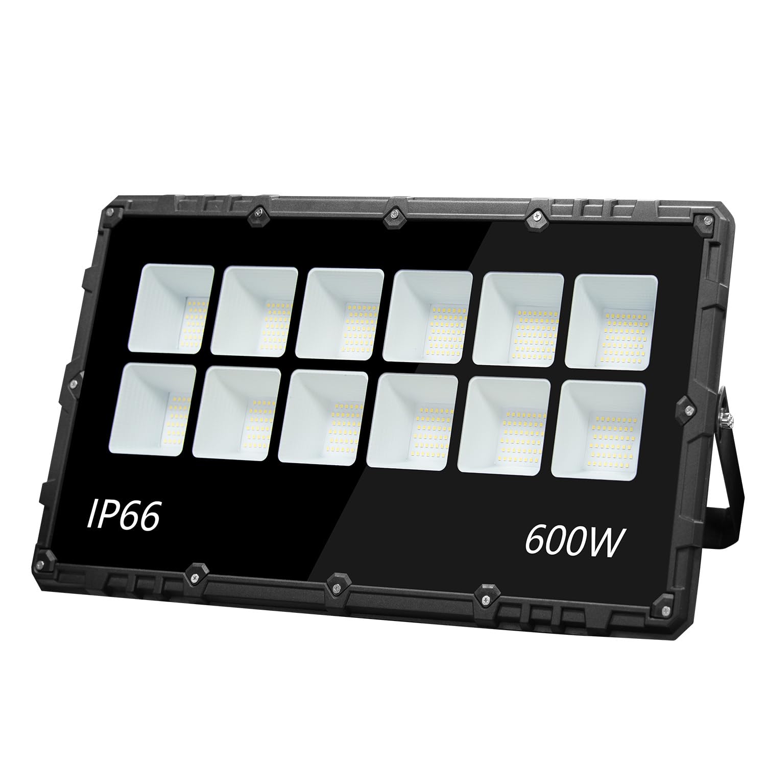 loyal LED Strahler Außen Fluter 600W, Superhell Scheinwerfer 6000K Kaltweiß 60000LM - IP66 Wasserdicht Verstellbar mit Bügel für Garten, Garage