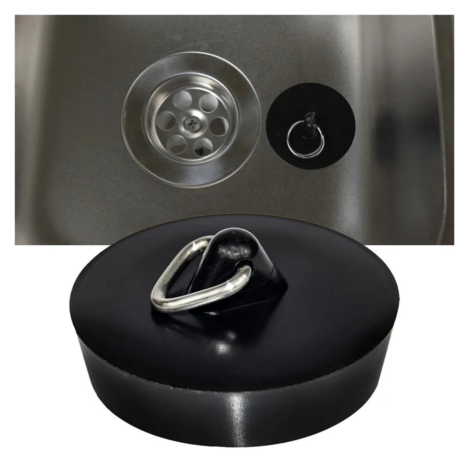 Tappo di scarico in gomma per lavandino Tappo di scarico in gomma for vasca da bagno, cucina, lavelli for lavanderia - Nero Confezione multipla(Black-30pcs)