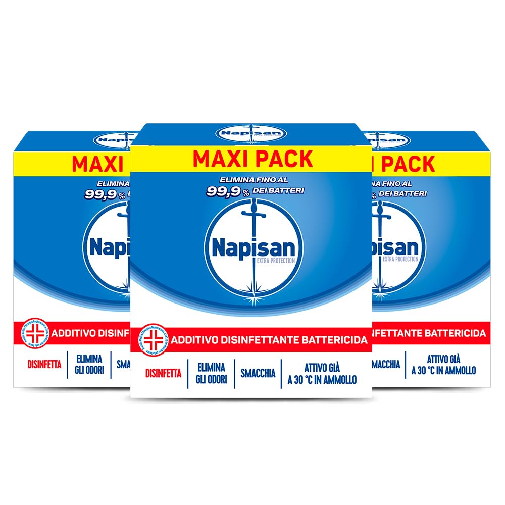 Napisan Additivo Lavatririce Igienizzante Extra Protection in Polvere 1100gr, 3 Confezioni da 1100gr di Additivo in Polvere Lavatrice