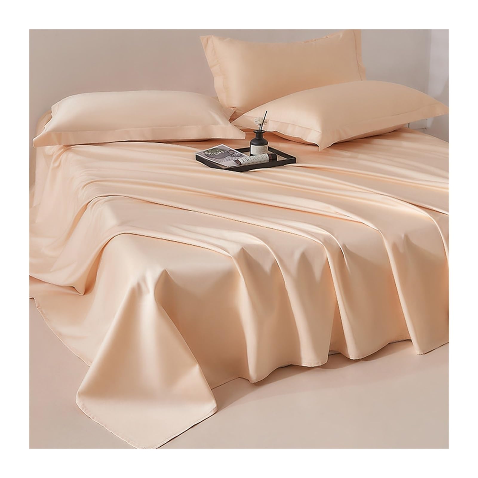GBHMJU 300TC 100% Long Staple Cotton Flat Sheet Soft Sateen Weave Top Sheet(Jade,250x250cm+48x74cm x2)