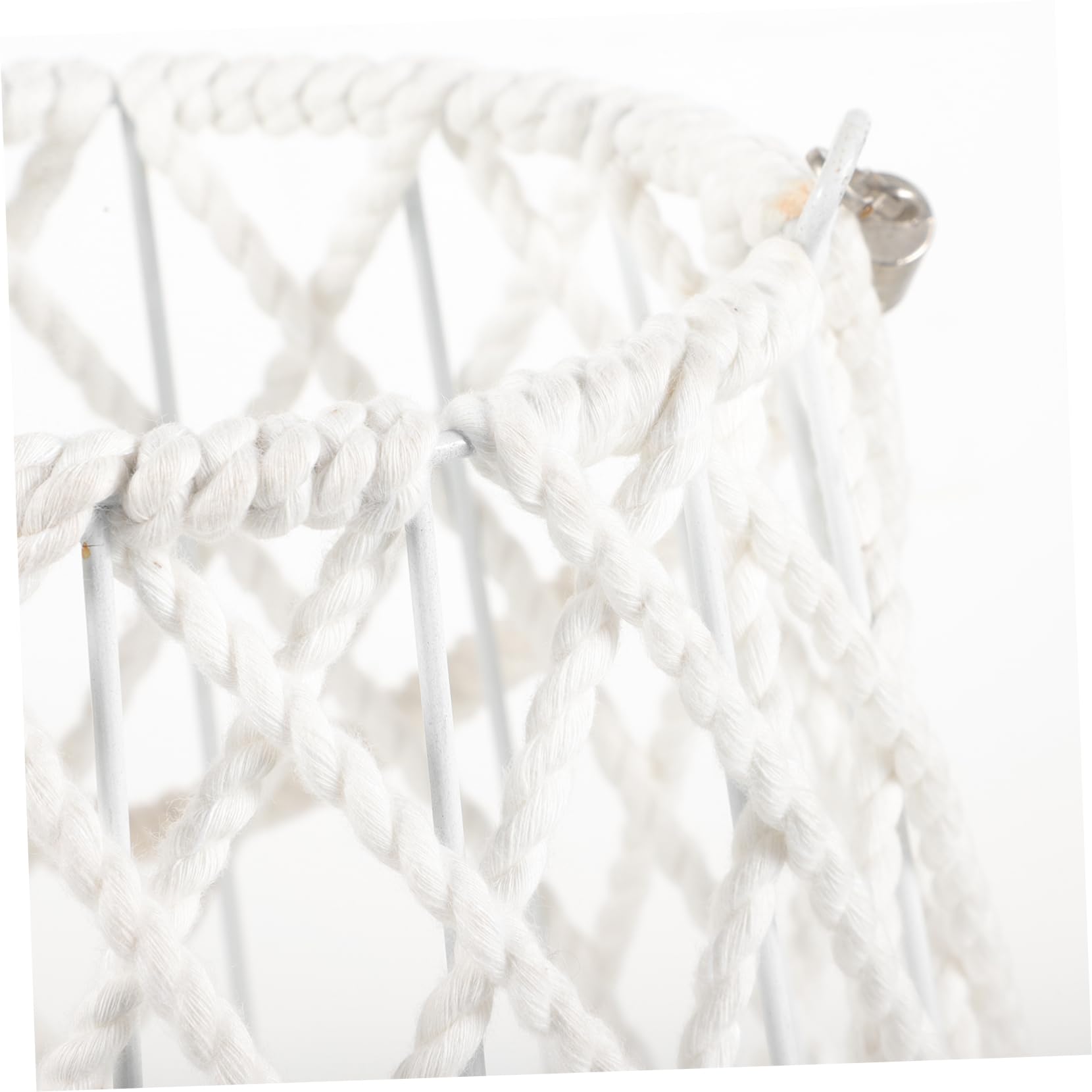 SHINEOFI Farol de Vela Tejido Blanco de Hierro y Hilo de Algodón, Candelabro Decorativo Geométrico para Decoración del Hogar y Jardín, Estilo Artístico