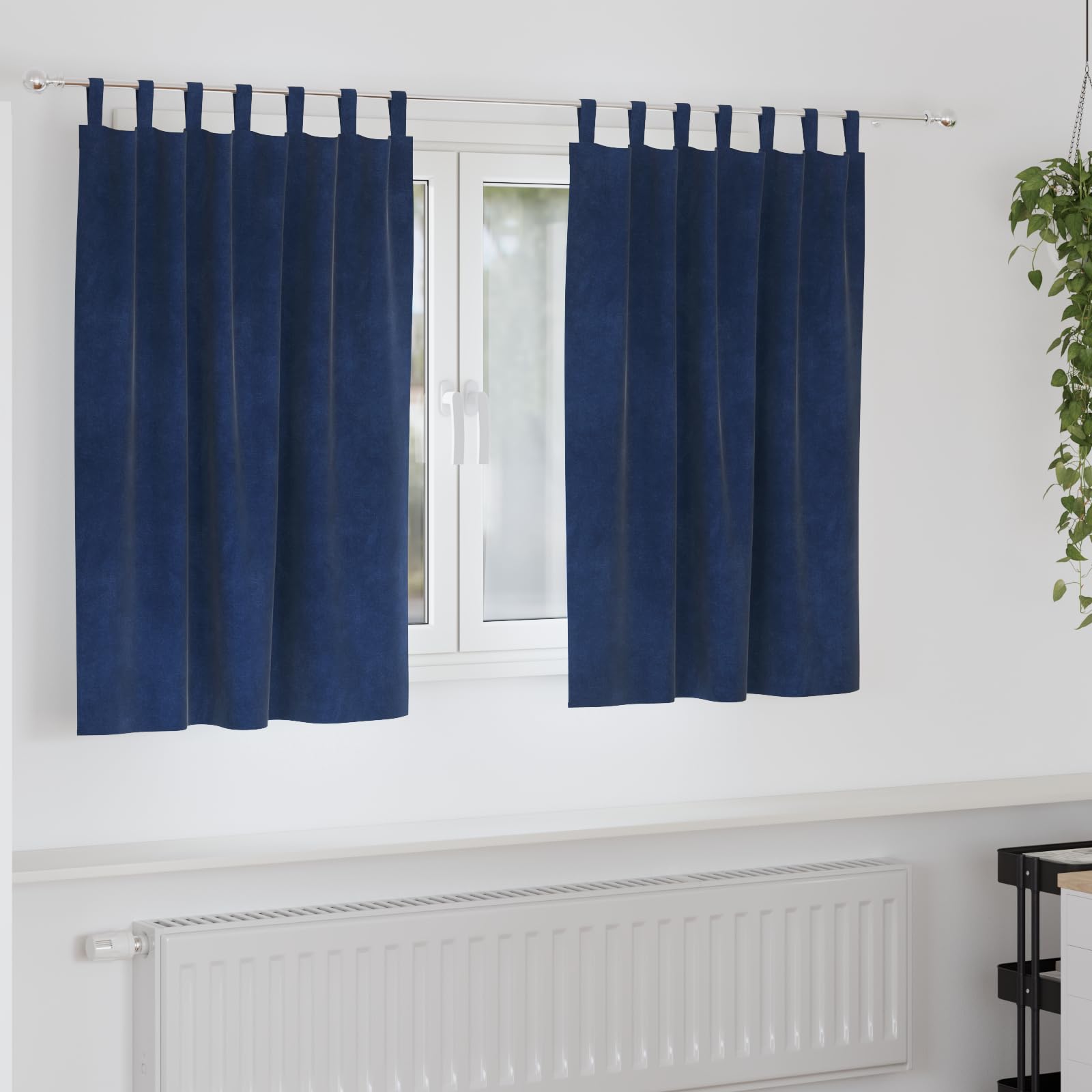 Rideaux occultants en velours bleu foncé rideaux opaques polyester réduction bruit lot de 2